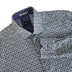 OXLEY Geometric Print Button-Up Shirt 100% premium cotton  large